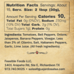 Double Habanero nutritional information and ingredients