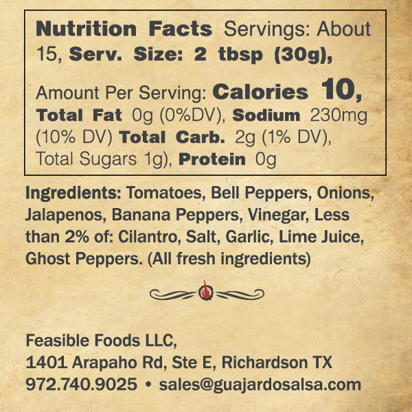Ghost Habanero nutritional information and ingredients